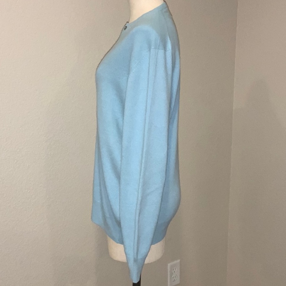 Pringle 100% Cashmere Baby Blue Women's Cardigan Sz 10 Sweater Scotland Vintage - Picture 2 of 8
